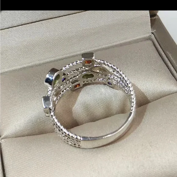 Multicolored Sterling Silver Ring size 7 - Picture 4 of 6